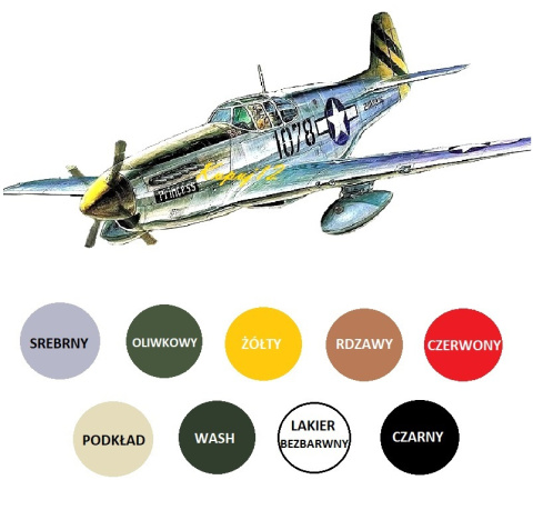 Model Samolotu P-51B MUSTANG + podkład, farby, lakier, wasch Model Samolotu P-51B MUSTANG + podkład, farby, lakier, wasch