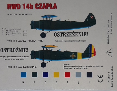 2 modele : RWD-14b Czapla oraz PZL P.11c + podkład, farby i narzędzia 2 modele : RWD-14b Czapla oraz PZL P.11c + podkład, farby i narzędzia