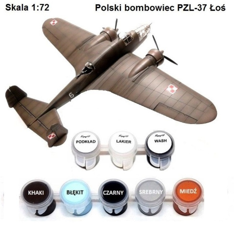 MODEL plastikowego samolotu do sklejania ŁOŚ Zestaw: podkład, lakier, farby MODEL plastikowego samolotu do sklejania ŁOŚ Zestaw: podkład, lakier, farby