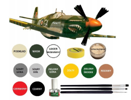 MODEL samolotu MUSTANG P-51 Zestaw II: farby, lakier, klej, pędzle