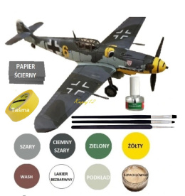 MODEL samolotu MESSERSCHMITT Bf 109 G-6 Zestaw II: farby, klej, pędzle