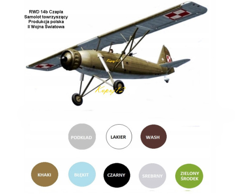 MODEL samolotu RWD 14b CZAPLA Zestaw I: podkład, farby, lakier, wash MODEL samolotu RWD 14b CZAPLA Zestaw I: podkład, farby, lakier, wash