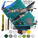 MODEL samolotu do sklejania SPITFIRE Mk. Vb + mata, farby, narzędzia