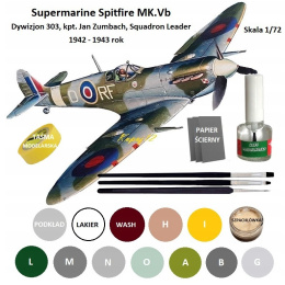 MODEL samolotu do sklejania SPITFIRE Mk. Vb + farby, narzędzia