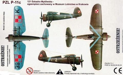 Model Plastikowy samolotu PZL P-11c + farby, podkład, lakier, wash.. skala 1:72 Model Plastikowy samolotu PZL P-11c + farby, podkład, lakier, wash.. skala 1:72