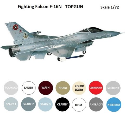 Model samolotu do sklejania F-16N FIGHTING FALCON TOPGUN 1:72 farby Model samolotu do sklejania F-16N FIGHTING FALCON TOPGUN 1:72 farby