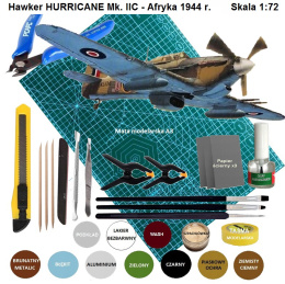 PLASTIKOWY MODEL samolotu Hawker Hurricane Mk. IIC + mata modelarska, podkład, farby, pędzelki ....