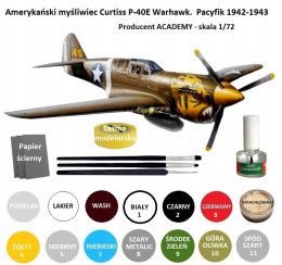 Plastikowy MODEL samolotu do sklejania P-40E Zestaw: farby, klej, lakier