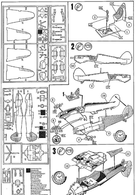 Plastikowy model samolotu Hawker Hurricane Mk. IIC + podkład + farbki + lakier bezbarwny + Wash do imitacji zabrudzeń Plastikowy model samolotu Hawker Hurricane Mk. IIC + podkład + farbki + lakier bezbarwny + Wash do imitacji zabrudzeń