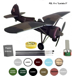 Plastikowy model samolotu PZL 11-c Łaciata 3 Zestaw: farby, lakier, klej