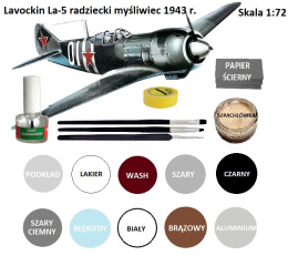 MODEL samolotu do sklejania Lavockin LA-5 + klej, farby, pędzelek modelarski, ... skala 1/72....