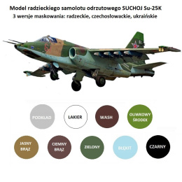 MODEL plastikowego samolotu do sklejania Suchoj Su-25K + podkład, farby, lakier, wash...