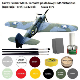 MODEL plastikowy do sklejania samolotu Fairey Fulmar MK II + farby modelarskie, klej modelarski, pędzelek modelarski ...