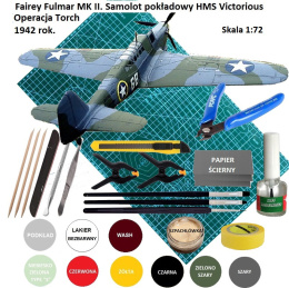 MODEL plastikowy do sklejania samolotu Fairey Fulmar MK II + mata modelarska, farby modelarskie, klej modelarski, pędzel