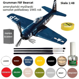 MODEL samolotu 1:48 Grumman F8F-2 Baercat + klej, podkład, lakier, farby...