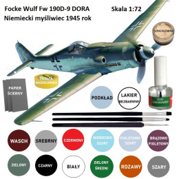 MODEL samolotu do sklejania Focke Wulf Fw 190D-9 DORA + podkład, farba modelarska, pędzelek modelarski, klej modelarski .....