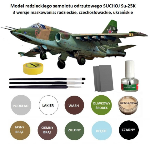 MODEL samolotu do sklejania Suchoj Su-25K + podkład, farby, klej, pędzle modelarskie, taśma..... MODEL samolotu do sklejania Suchoj Su-25K + podkład, farby, klej, pędzle modelarskie, taśma.....