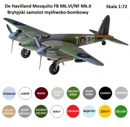 PLASTIKOWY MODEL samolotu De Havilland Mosquito FB Mk.VI + zestaw farb....
