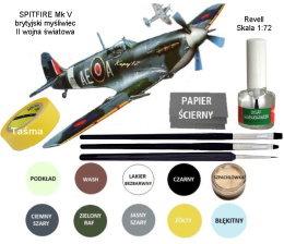 Model Samolotu do sklejania SPITFIRE Mk V Zestaw:farby, lakier, klej,pędzle