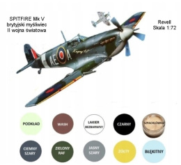 Model Samolotu do sklejania SPITFIRE Mk V Zestaw: podkład, farby, lakier