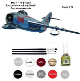Model do sklejania MIG-17 Fresco. Polskie malowanie Zestaw: farby, klej +