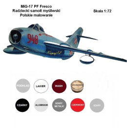 Model do sklejania MIG-17 Fresco. Polskie malowanie Zestaw: farby, lakier