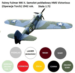 MODEL plastikowy do sklejania samolotu Fairey Fulmar MK II + farby modelrskie, podkład modelarski, lakier modelarski, wash