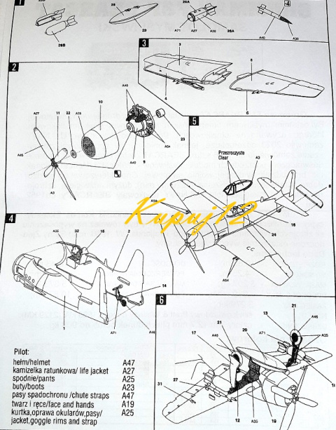 Model samolotu 1:48 Grumman F8F-2 Baercat + farby, klej modelarski, podkład, lakier, wash, szpachlówka, tasma modelarska Model samolotu 1:48 Grumman F8F-2 Baercat + farby, klej modelarski, podkład, lakier, wash, szpachlówka, tasma modelarska
