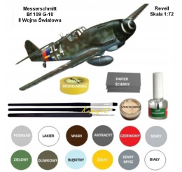 Model samolotu Messerschmitt 109 G-10 Zestaw:farbki, klej, pędzelki, lakier