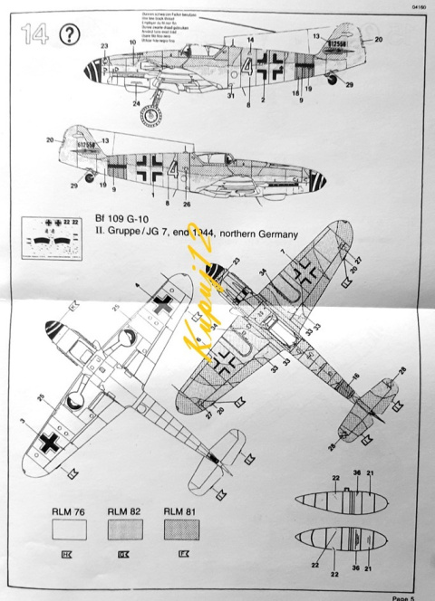 Model samolotu Messerschmitt 109 G-10 Zestaw:farbki, klej, pędzelki, lakier Model samolotu Messerschmitt 109 G-10 Zestaw:farbki, klej, pędzelki, lakier