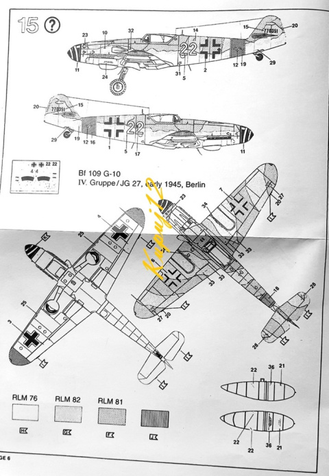 Model samolotu Messerschmitt 109 G-10 Zestaw:farbki, klej, pędzelki, lakier Model samolotu Messerschmitt 109 G-10 Zestaw:farbki, klej, pędzelki, lakier