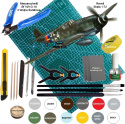 Model samolotu Messerschmitt 109 G-10 Zestaw: farby, klej, narzedzia, mata modelarska