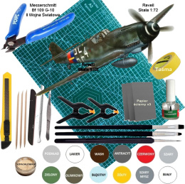 Model samolotu Messerschmitt 109 G-10 Zestaw: farby, klej, narzedzia, mata