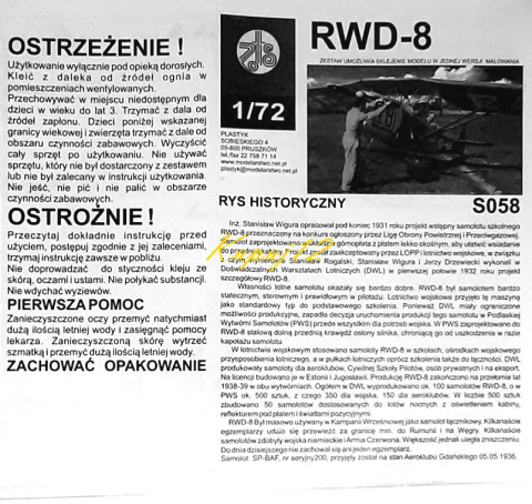 Model samolotu RWD-8 Zestaw: podkład, farby, lakier, wash Model samolotu RWD-8 Zestaw: podkład, farby, lakier, wash
