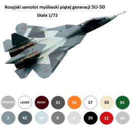 MODEL plastikowego samolotu do sklejania Su-50 + farby modelarskie.... 1:72