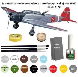 PLASTIKOWY MODEL samolotu do sklejania NAKAJIMA B5N2 + klej modelarski, podkład, lakier, farby, wash....