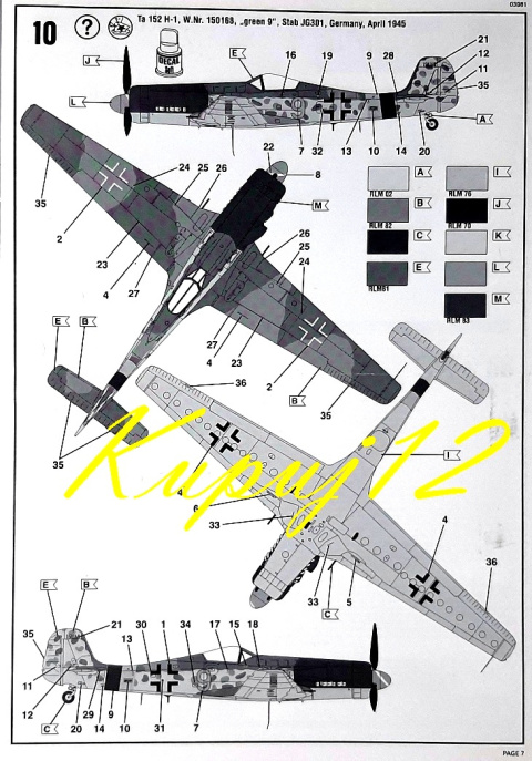 Model do sklejania samolot Focke Wulf Ta 152 H-1+ podkład, lakier, wash, farby Model do sklejania samolot Focke Wulf Ta 152 H-1+ podkład, lakier, wash, farby