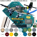 MODEL plastikowego samolotu Junkers Ju 87 G/D Stuka, mata modelarska samogojąca, klej modelarski wamod, pędzelek modelarski