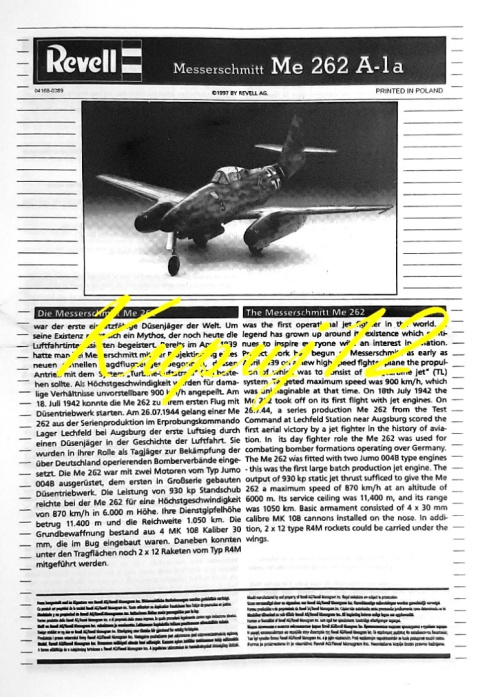 Model samolotu Messerschmitt Me-262 A-1a Model samolotu Messerschmitt Me-262 A-1a