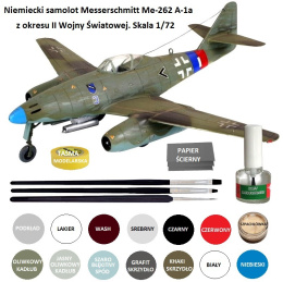 MODEL samolotu Messerschmitt Me-262 A-1a + farby, klej wamod, pędzelki, modelarskie, taśma, podkład modelarski ...