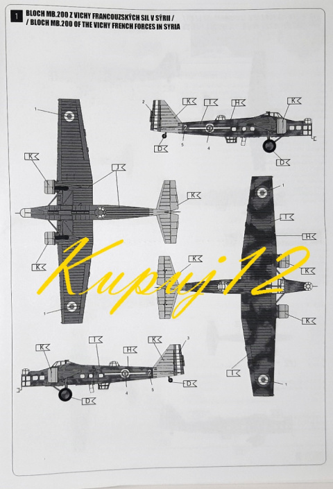 Model samolotu bombowca Bloch MB.200+ farby Model samolotu bombowca Bloch MB.200+ farby