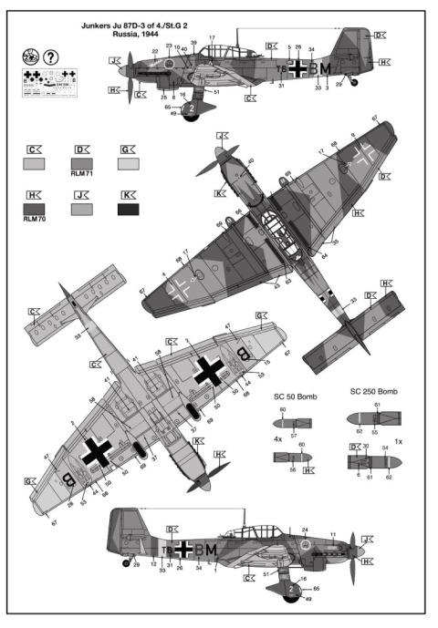 Model samolotu do sklejania Junkers Ju 87 D-3 Stuka + farby Model samolotu do sklejania Junkers Ju 87 D-3 Stuka + farby