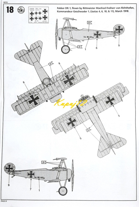 Model samolotu do sklejania Fokker Dr.1 Triplane Model samolotu do sklejania Fokker Dr.1 Triplane