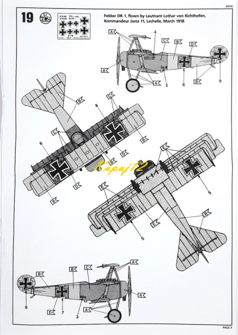 Model samolotu do sklejania Fokker Dr.1 Triplane Model samolotu do sklejania Fokker Dr.1 Triplane