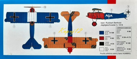 Model samolotu do sklejania FOKKER D-VII + podkład, farby, lakier Model samolotu do sklejania FOKKER D-VII + podkład, farby, lakier