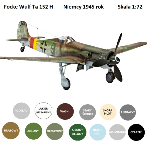 MODEL do sklejania samolot Focke Wulf Ta 152 H + farby modelarskie, lakier do modeli, podkład modelarski, wash .... MODEL do sklejania samolot Focke Wulf Ta 152 H + farby modelarskie, lakier do modeli, podkład modelarski, wash ....
