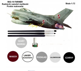Model samolotu MIG-19 Farmer Zestaw: podkład, lakier, farby, klej, pędzle