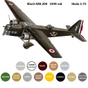 MODEL plastikowego samolotu do sklejania Bloch MB.200 + farbki modelarskie, podkład, lakier, wash. Zestaw modelarski
