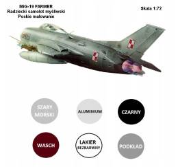 Model samolotu do sklejania MIG-19 Farmer Zestaw: podkład, lakier, farby