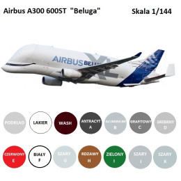 MODEL PLASTIKOWEGO SAMOLOTU do sklejania Airbus A300-600 ST Beluga + farby, podkład modelarski, wash modelarski, lakiere...